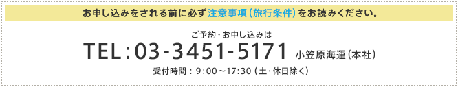 お申し込みをされる前に必ず注意事項(旅行条件)をお読みください。